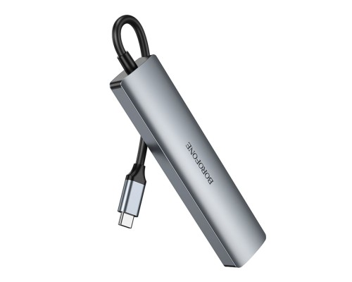Хаб USB Borofone DH16 6-в-1 Type-C to HDMI+PD+USB3.0+USB2.0*2+RJ45(L=0.15M)