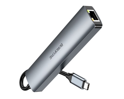 Хаб USB Borofone DH16 6-в-1 Type-C to HDMI+PD+USB3.0+USB2.0*2+RJ45(L=0.15M)
