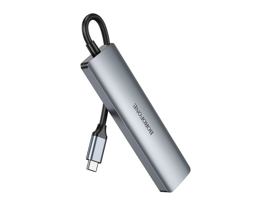 Хаб USB Borofone DH15 6-в-1 Type-C to HDMI+PD+USB3.0+USB2.0+SD+TF(L=0.15M)