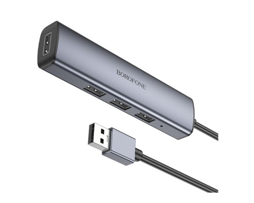 Хаб USB Borofone DH12 4-в-1 USB to USB3.0*4(L=1.2M)