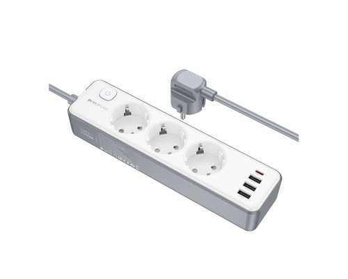 Мережевий Подовжувач Borofone BAC9 (PD20W/1C3A)(EU)(L=2M)