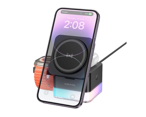Бездротовий Зарядний Пристрій Borofone BQ34 3 in1 Magnetic 15W For  iWatch
