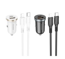 Автомобільний Зарядний Пристрій Borofone BZ22 1USB/1USB-C QC/PD30W+Type-C to Lightning 