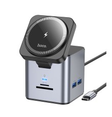 Хаб USB Hoco HB49 Type-C to HDTV+PD100W+USB3.0*3+SD+TF+RJ45(1Gbps)+Wireless 15W