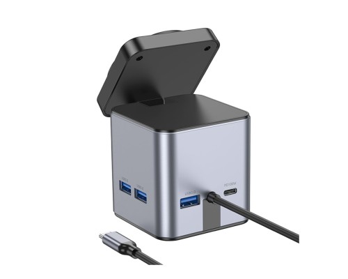 Хаб USB Hoco HB49 Type-C to HDTV+PD100W+USB3.0*3+SD+TF+RJ45(1Gbps)+Wireless 15W