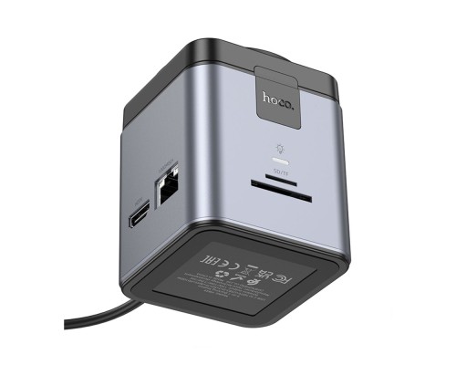Хаб USB Hoco HB49 Type-C to HDTV+PD100W+USB3.0*3+SD+TF+RJ45(1Gbps)+Wireless 15W