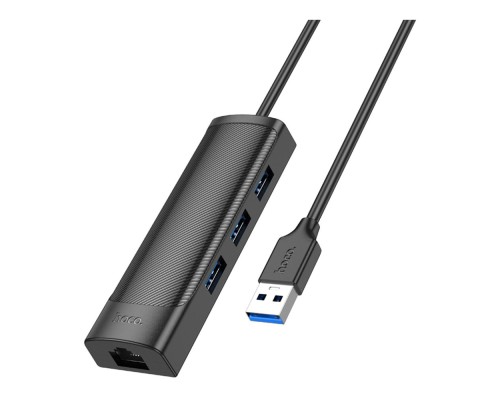 Хаб USB Hoco HB42 4-in-1 (USB to USB3.0*3+RJ45 1Gbps) (L=1.2M)