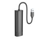 Хаб USB Hoco HB42 4-in-1 (USB to USB3.0*3+RJ45 1Gbps) (L=1.2M)