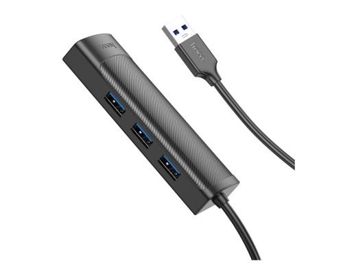 Хаб USB Hoco HB42 4-in-1 (USB to USB3.0*3+RJ45 1Gbps) (L=1.2M)