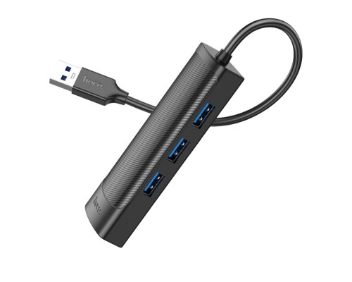 Хаб USB Hoco HB42 4-in-1 (USB to USB3.0*3+RJ45 1Gbps) (L=1.2M)