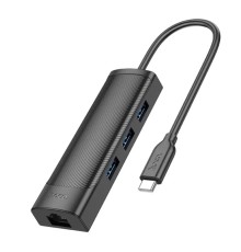 Хаб USB Hoco HB42 4-in-1 (Type-C to USB3.0*3+RJ45 1Gbps) (L=0.2M)