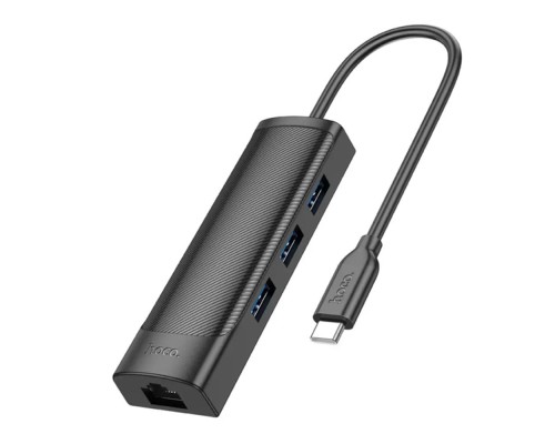 Хаб USB Hoco HB42 4-in-1 (Type-C to USB3.0*3+RJ45 1Gbps) (L=0.2M)
