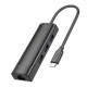 Хаб USB Hoco HB42 4-in-1 (Type-C to USB3.0*3+RJ45 1Gbps) (L=0.2M)