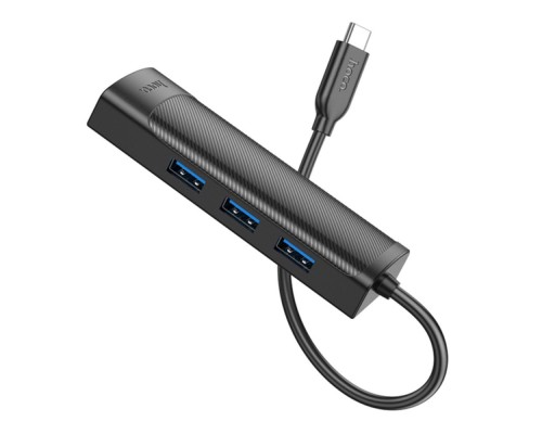 Хаб USB Hoco HB42 4-in-1 (Type-C to USB3.0*3+RJ45 1Gbps) (L=0.2M)