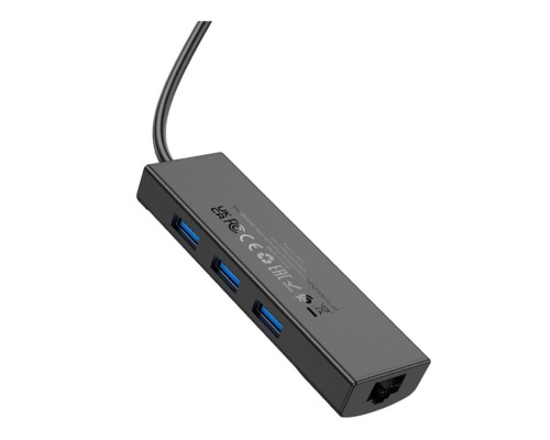 Хаб USB Hoco HB42 4-in-1 (Type-C to USB3.0*3+RJ45 1Gbps) (L=0.2M)