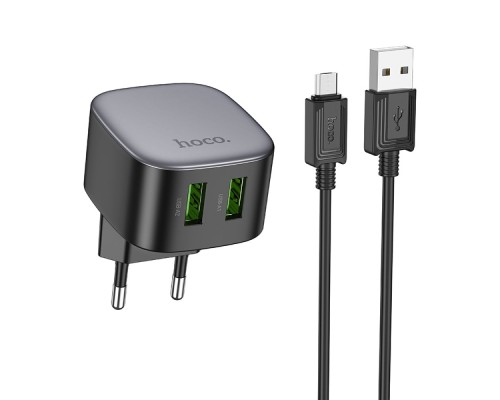 Мережевий Зарядний Пристрій Hoco CS34A 2USB QC 18W+USB to Micro