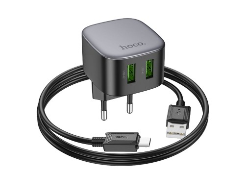 Мережевий Зарядний Пристрій Hoco CS34A 2USB QC 18W+USB to Micro