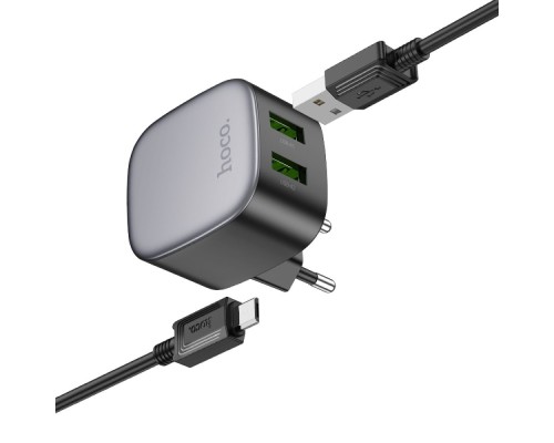 Мережевий Зарядний Пристрій Hoco CS34A 2USB QC 18W+USB to Micro
