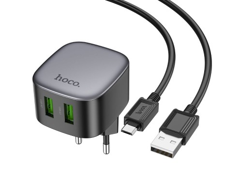 Мережевий Зарядний Пристрій Hoco CS34A 2USB QC 18W+USB to Micro