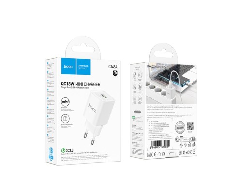 Мережевий Зарядний Пристрій Hoco C145A 1USB QC 18W