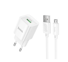Мережевий Зарядний Пристрій Hoco C145A 1USB QC 18W+USB to Micro
