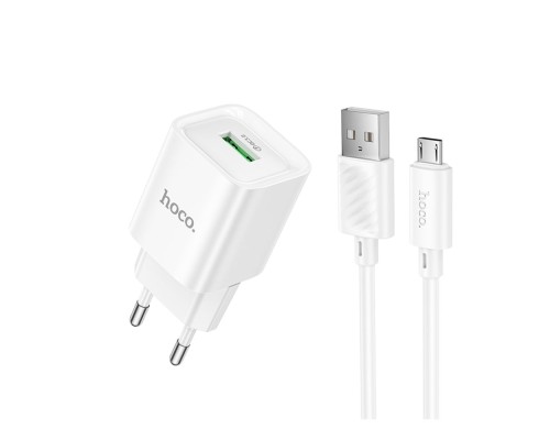 Мережевий Зарядний Пристрій Hoco C145A 1USB QC 18W+USB to Micro