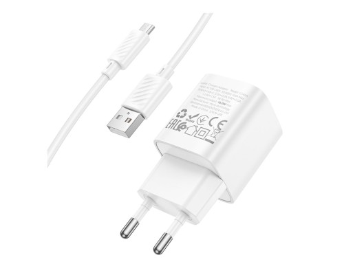 Мережевий Зарядний Пристрій Hoco C145A 1USB QC 18W+USB to Micro