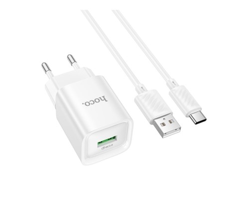 Мережевий Зарядний Пристрій Hoco C145A 1USB QC 18W+USB to Type-C