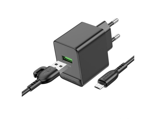 Мережевий Зарядний Пристрій Borofone BAS12A 1USB QC3.0 18W+USB to Micro