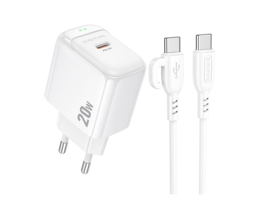Мережевий Зарядний Пристрій Borofone BAS43A 1USB-C PD/QC 20W+Type-C to Type-C