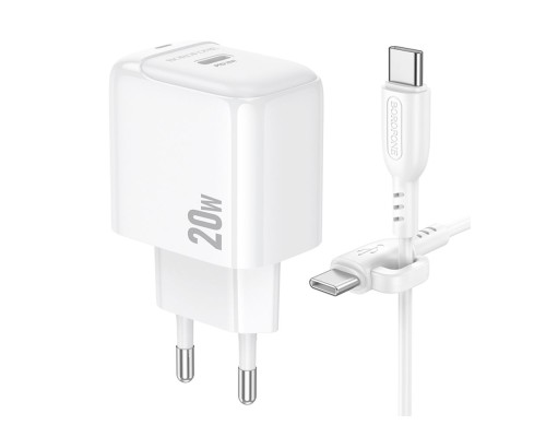 Мережевий Зарядний Пристрій Borofone BAS43A 1USB-C PD/QC 20W+Type-C to Type-C