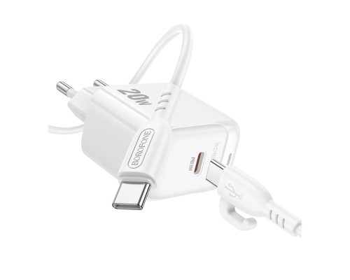 Мережевий Зарядний Пристрій Borofone BAS43A 1USB-C PD/QC 20W+Type-C to Type-C