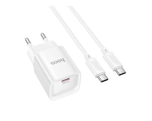 Мережевий Зарядний Пристрій Hoco C146A 1USB-C PD/QC 20W+Type-C to Type-C