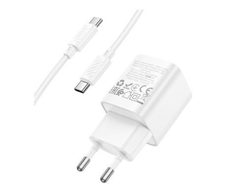 Мережевий Зарядний Пристрій Hoco C146A 1USB-C PD/QC 20W+Type-C to Type-C