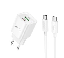 Мережевий Зарядний Пристрій Hoco C147A 1USB-C/1USB PD/QC 20W+Type-C to Type-C