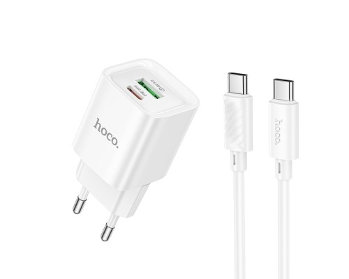 Мережевий Зарядний Пристрій Hoco C147A 1USB-C/1USB PD/QC 20W+Type-C to Type-C