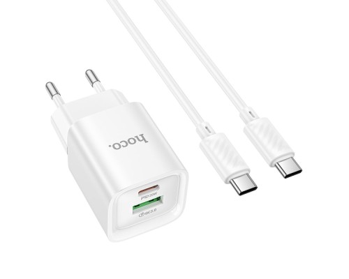 Мережевий Зарядний Пристрій Hoco C147A 1USB-C/1USB PD/QC 20W+Type-C to Type-C