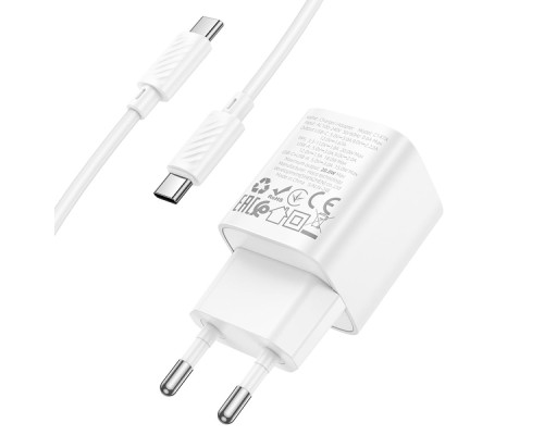 Мережевий Зарядний Пристрій Hoco C147A 1USB-C/1USB PD/QC 20W+Type-C to Type-C