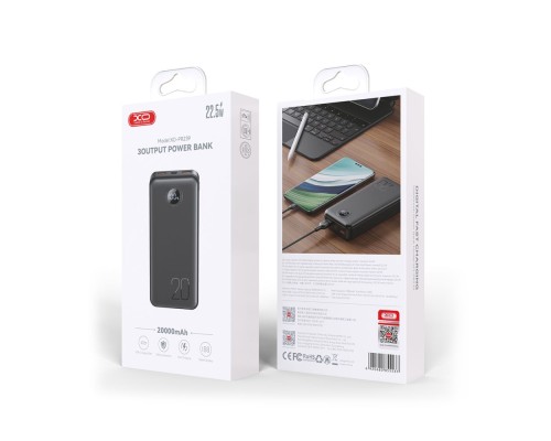 Універсальна Мобільна Батарея Power Bank XO PR239 PD20W/QC 22.5W digital display 20000 mAh