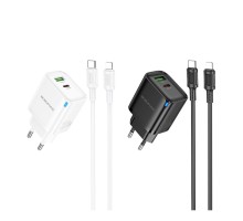 Мережевий Зарядний Пристрій Borofone BA83A 1USB-C/1USB PD/QC 20W+Type-C to Lightning