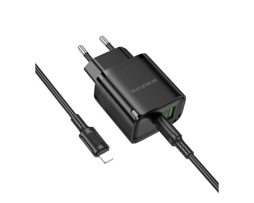 Мережевий Зарядний Пристрій Borofone BA83A 1USB-C/1USB PD/QC 20W+Type-C to Lightning