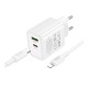 Мережевий Зарядний Пристрій Borofone BA83A 1USB-C/1USB PD/QC 20W+Type-C to Lightning