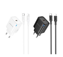 Мережевий Зарядний Пристрій Borofone BA84A 1USB-C PD/QC 30W+Type-C to Lightning