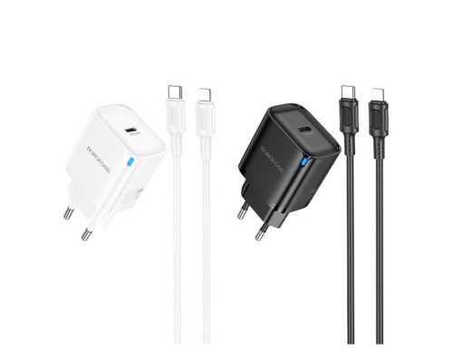 Мережевий Зарядний Пристрій Borofone BA84A 1USB-C PD/QC 30W+Type-C to Lightning