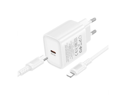 Мережевий Зарядний Пристрій Borofone BA84A 1USB-C PD/QC 30W+Type-C to Lightning