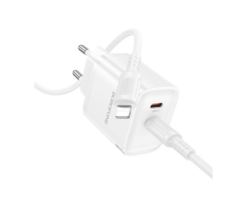 Мережевий Зарядний Пристрій Borofone BA85A 2USB-C PD/QC 35W+Type-C to Lightning