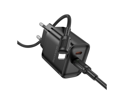 Мережевий Зарядний Пристрій Borofone BA85A 2USB-C PD/QC 35W+Type-C to Lightning