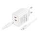 Мережевий Зарядний Пристрій Borofone BA85A 2USB-C PD/QC 35W+Type-C to Lightning