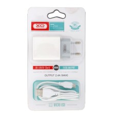 Мережевий Зарядний Пристрій XO L65 EU Micro 2USB 2.4A