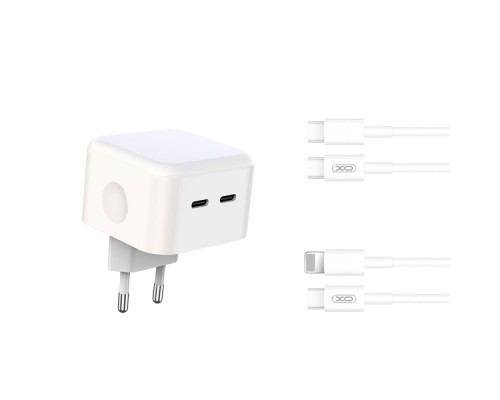 Мережевий Зарядний Пристрій XO L102 EU Dual type-C port 35W Type-C to Lightning
